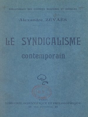 cover image of Le syndicalisme contemporain